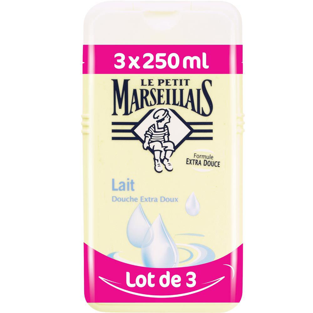 Gel douche extra doux lait 250 ml (vendu par 3) Le Petit Marseillais