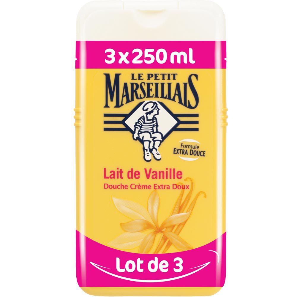 Gel douche extra doux lait de vanille 250 ml (vendu par 3) Le Petit Marseillais