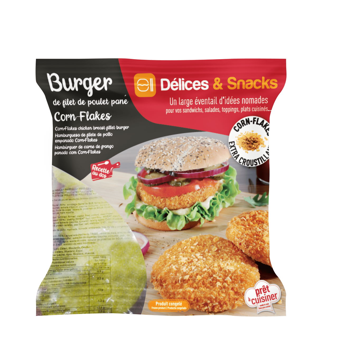 Délices & Snacks Burger de filet de poulet pané halal 10 x 100 g