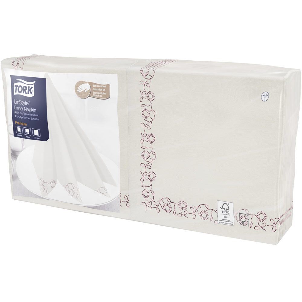 Serviette jetable décor prune H.39 x L.39 cm x 50 (vendu par 2) Tork