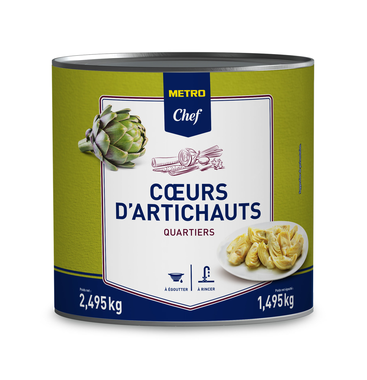 METRO Chef Coeur d'artichauts quartier boîte 3/1 soit 2.5 kg