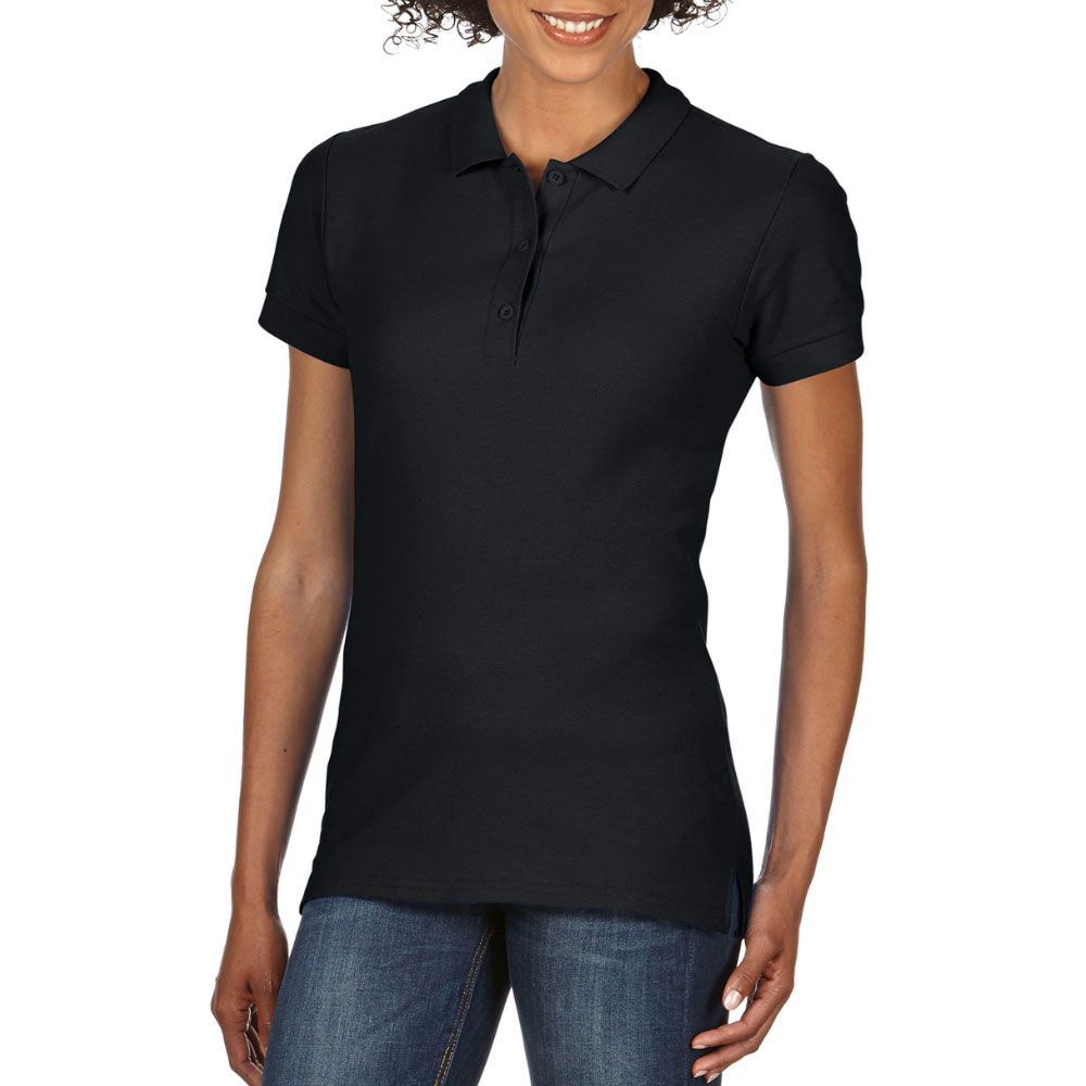 Polo femme manches courtes noir T.XL