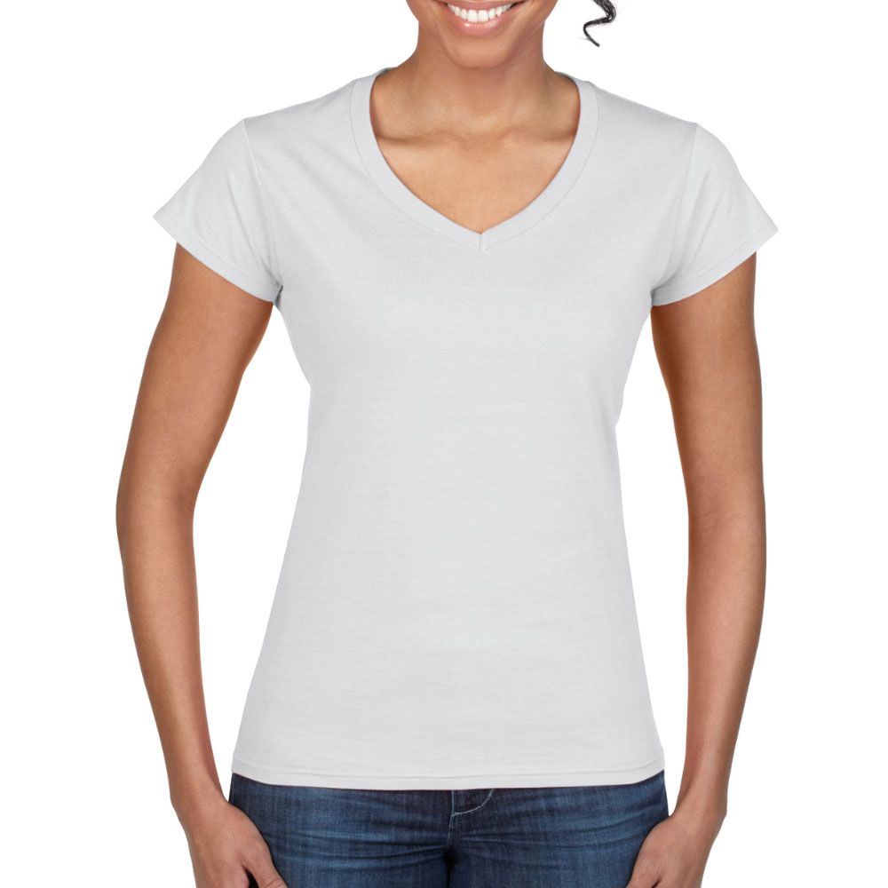 Tee-shirt femme col V blanc T.L