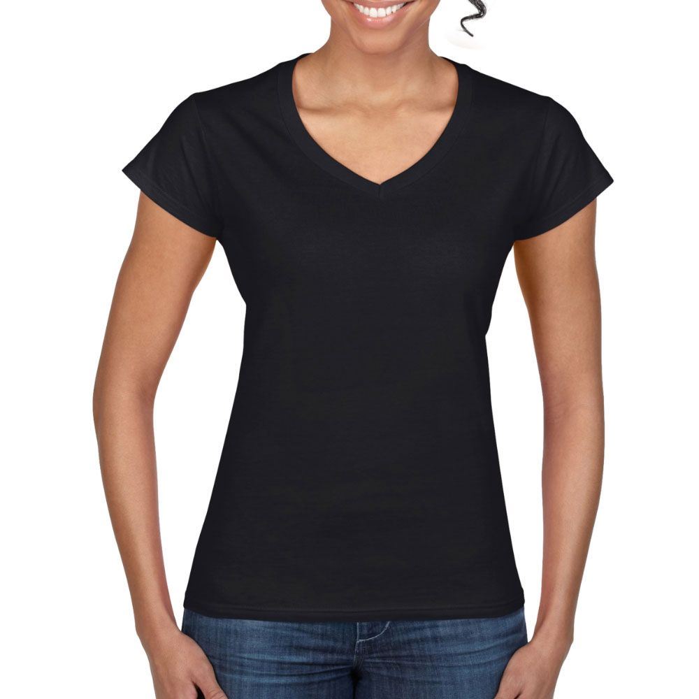 Tee-shirt femme col V noir T.XL
