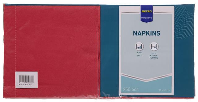 Serviette jetable rouge H.40 x L.40 cm x 250