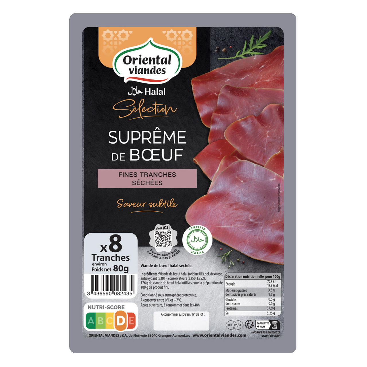 Oriental Viandes Jambon sec de boeuf halal en tranches 80g
