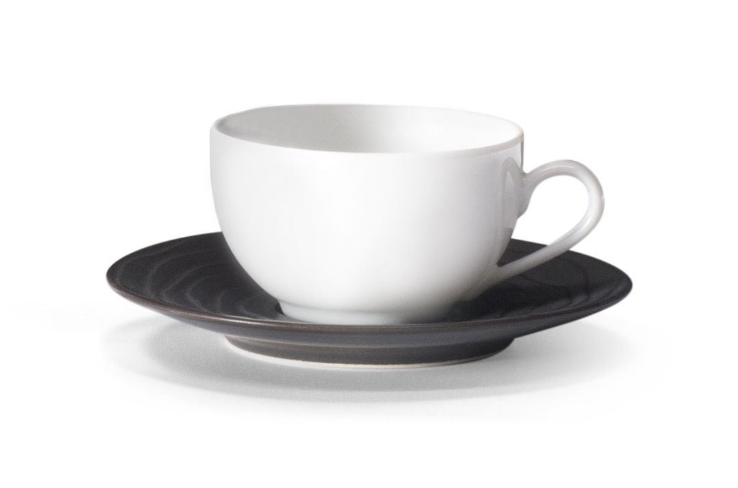 Tasse à café et sous tasse grès Escale noir blanc 11 cl Medard de Nobla