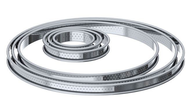 Cercle à tarte inox perforé rond 8 cm x 4 De Buyer
