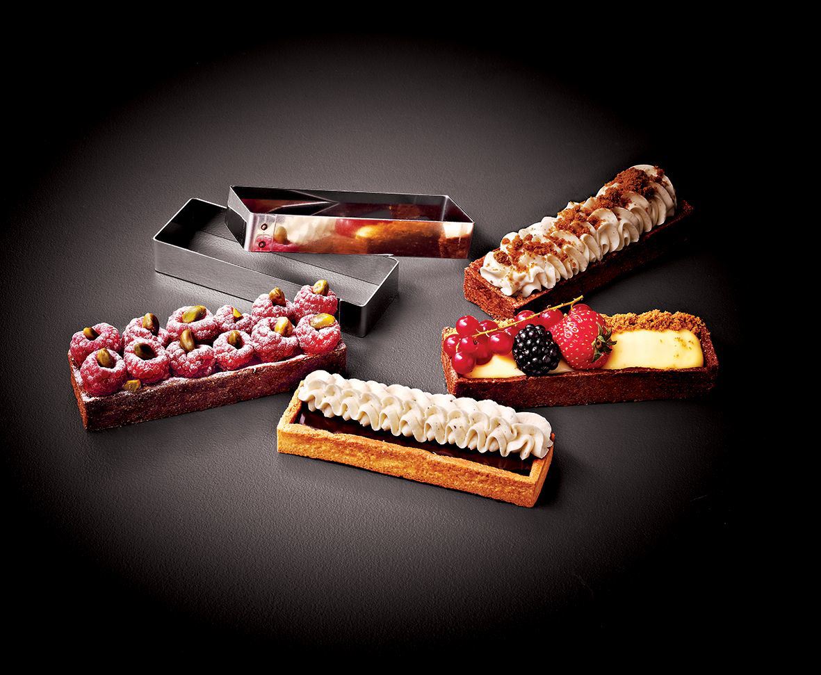 Cadre à tarte inox rectangle 12 x 4 cm H.2 cm x 4 Matfer - 371153