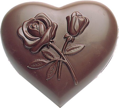 Plaque chocolat 4 empreintes coeurs décorés avec fleur 10 cm Matfer - 380226