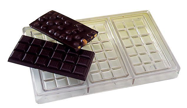 Plaque chocolat 3 tablettes de 100 g 18 carrés Matfer - 380240