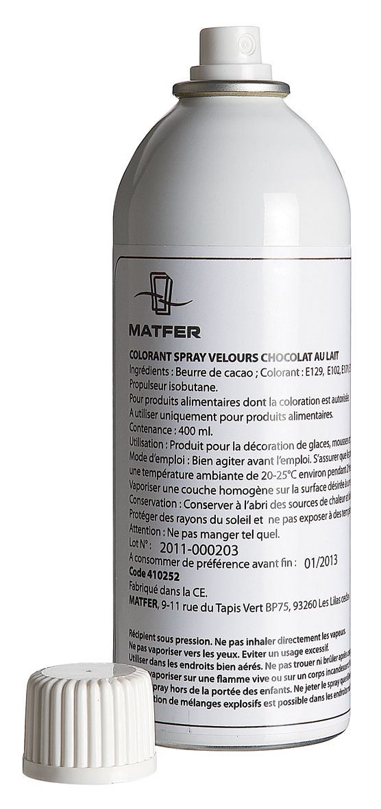 Spray velours chocolat blanc 400 ml Matfer - 410251