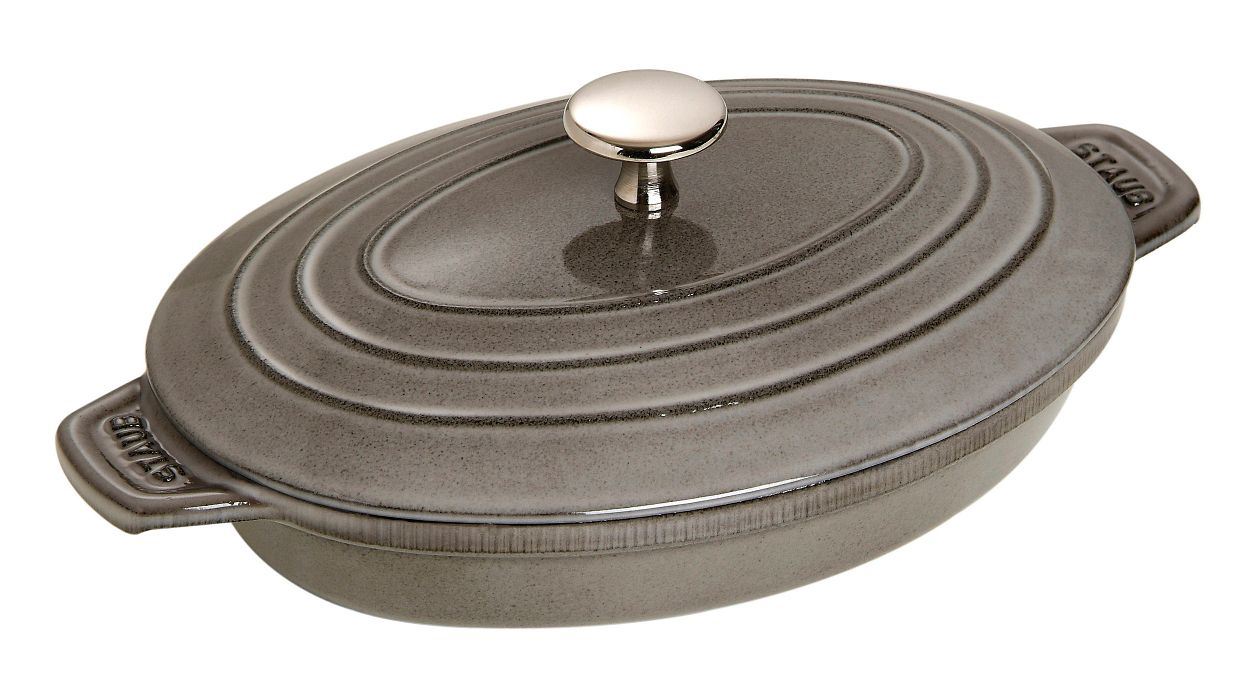 Assiette en fonte ovale grise 23 cm Staub