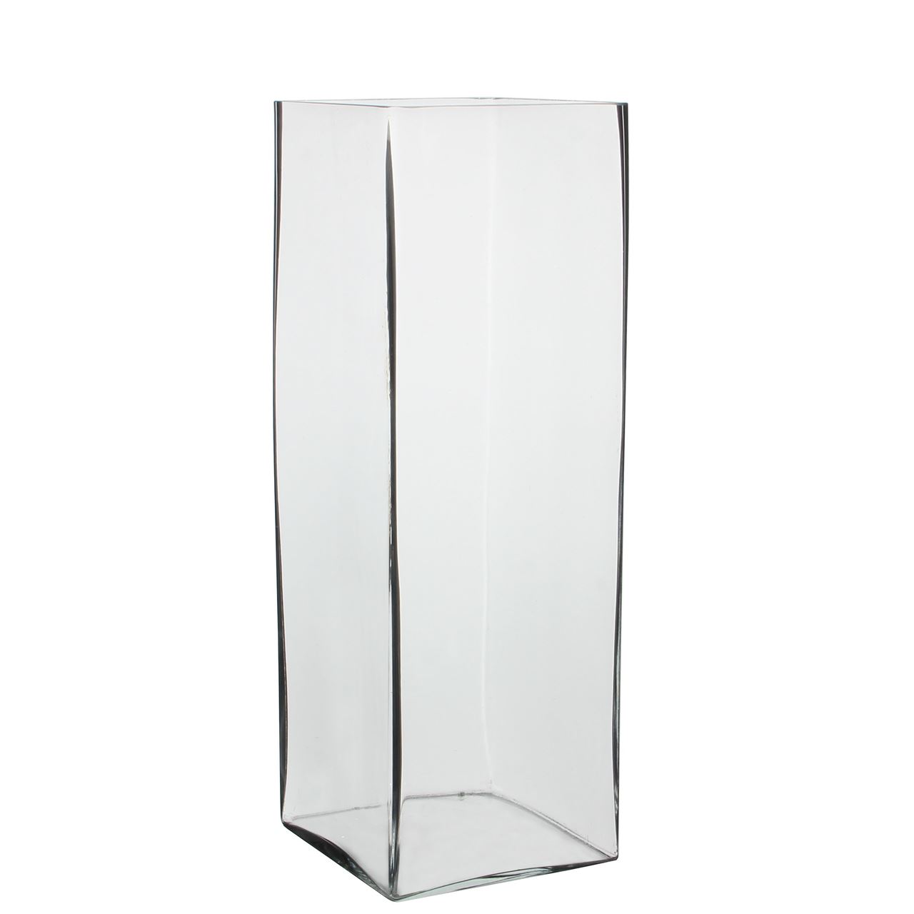 Vase carré en verre transparent 42 cm