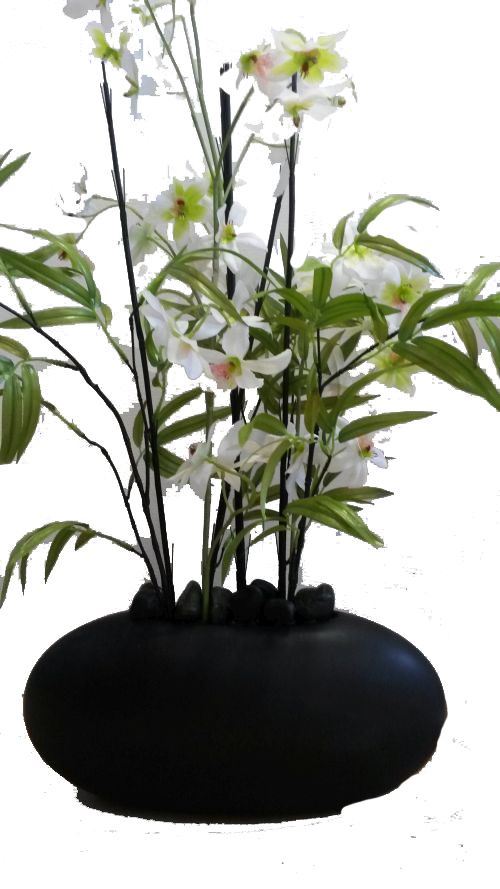 Composition orchidées et bambou 65 cm