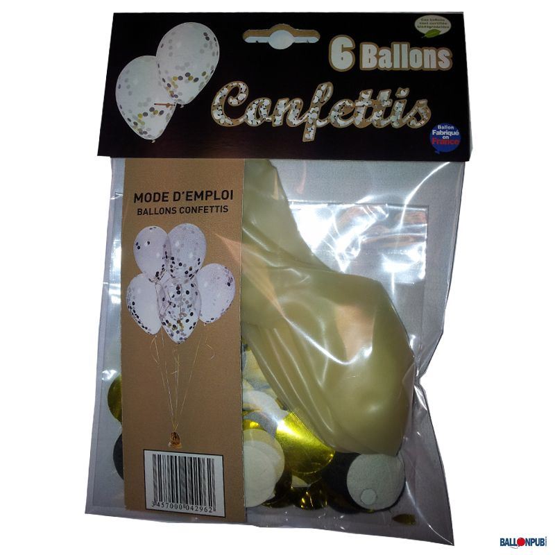 Ballon transparent confettis or 30 cm x 6