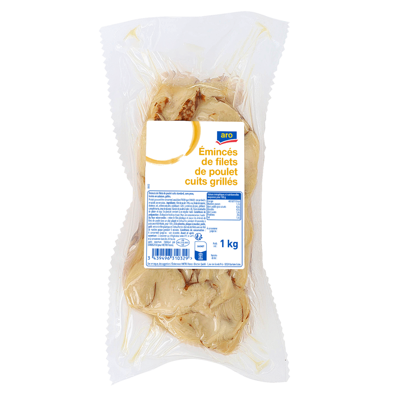 aro Émincés de filet de poulet sous vide 1kg