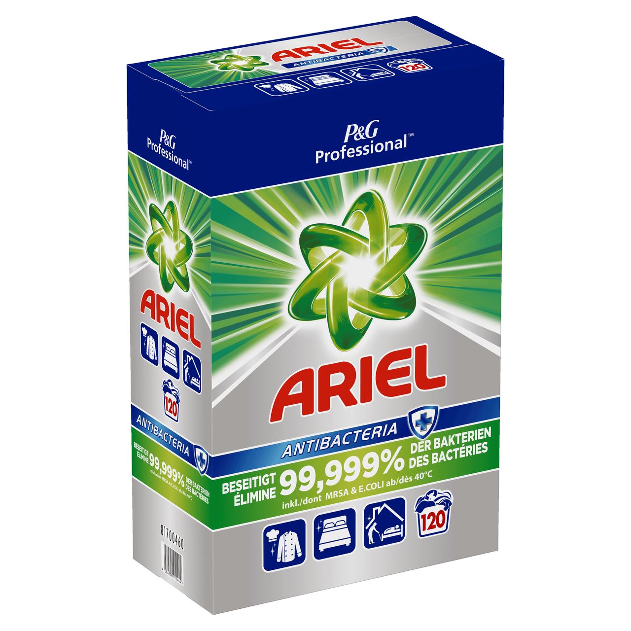 Lessive en poudre antibacterien 120 doses Ariel Professional