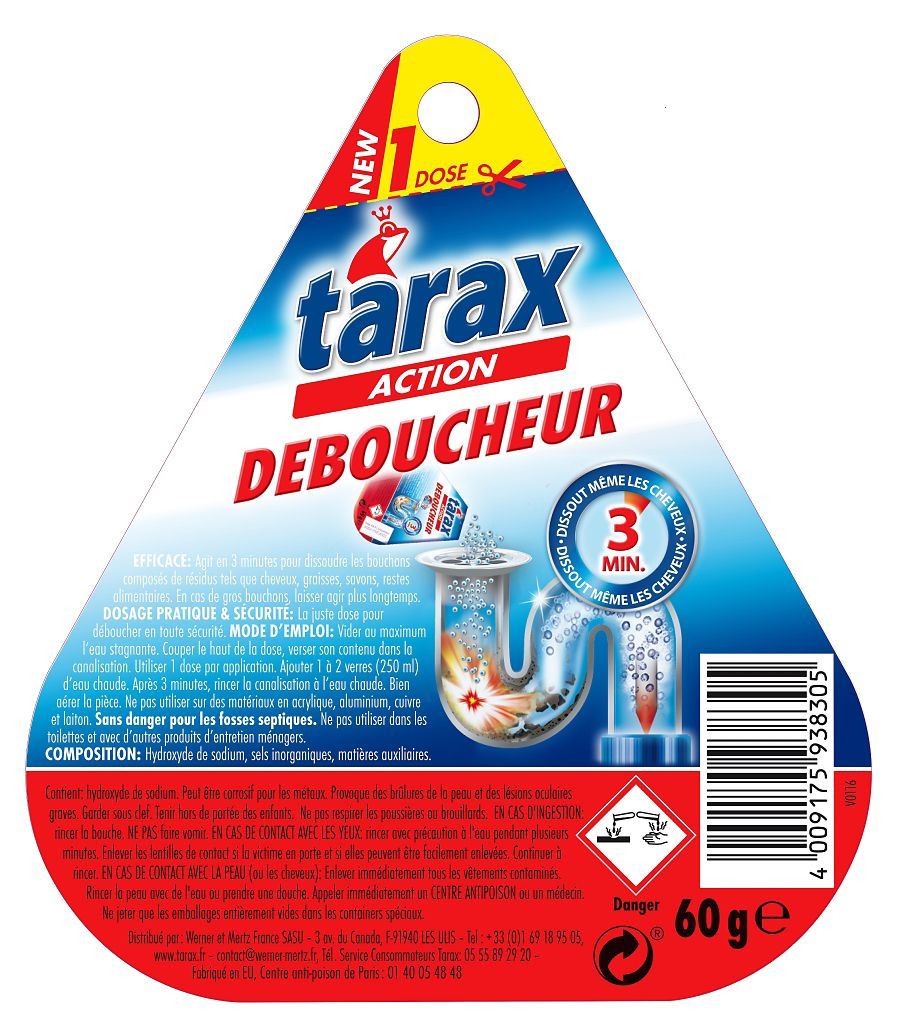Déboucheur mono-dose poudre 3 minutes Tarax