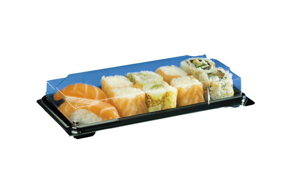 Boîte à sushi avec couvercle 21 x 10 cm (vendu par 25)