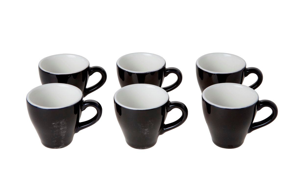 Tasse à café porcelaine Barista noir 7 cl x 6
