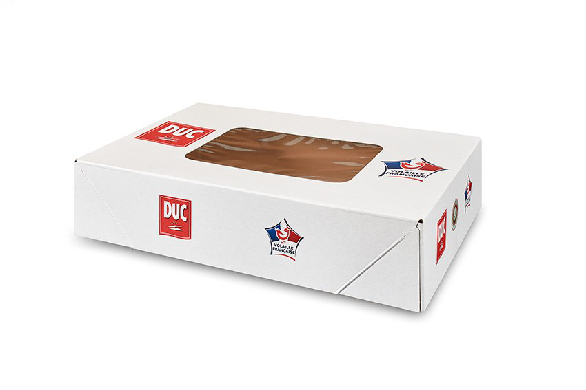 Cuisse de poulet blanc avec dos halal VF carton fenêtre 10 kg 