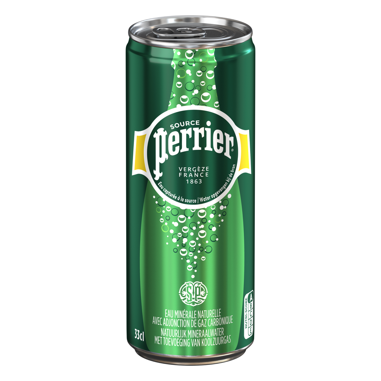 Perrier Eau minérale naturelle gazeuse boîte slim 33 cl