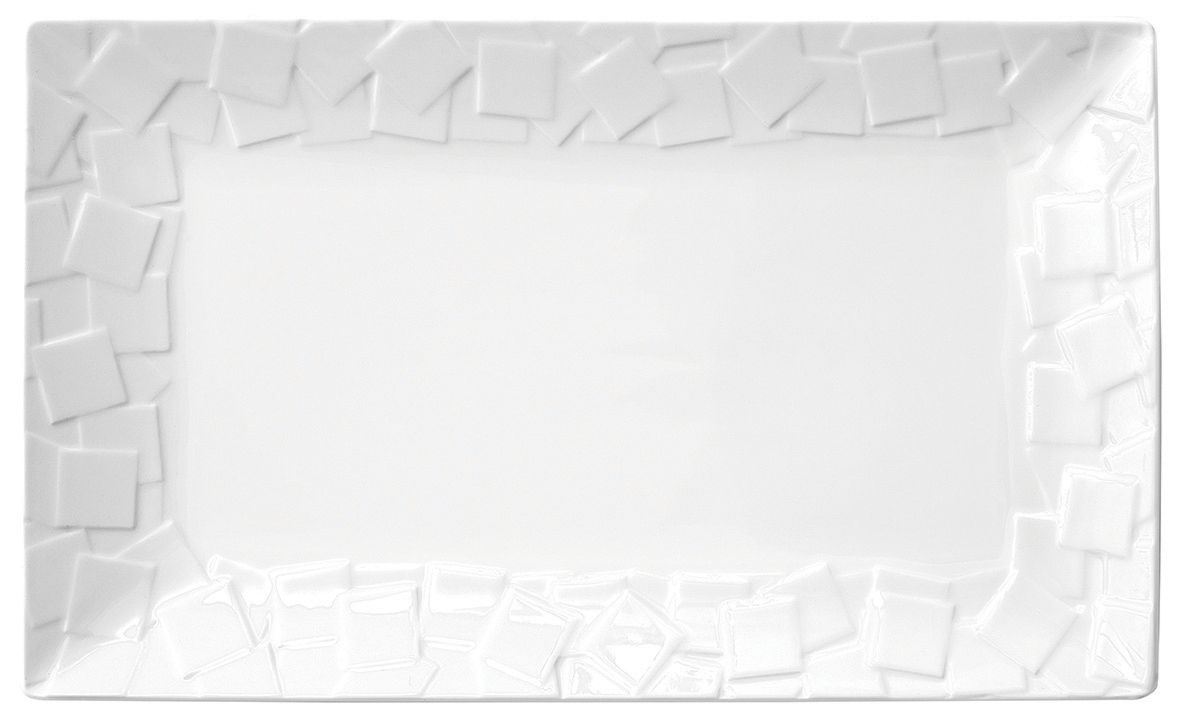 Assiette plate rectangle Mozaik blanc 32 x 20.5 cm In Situ
