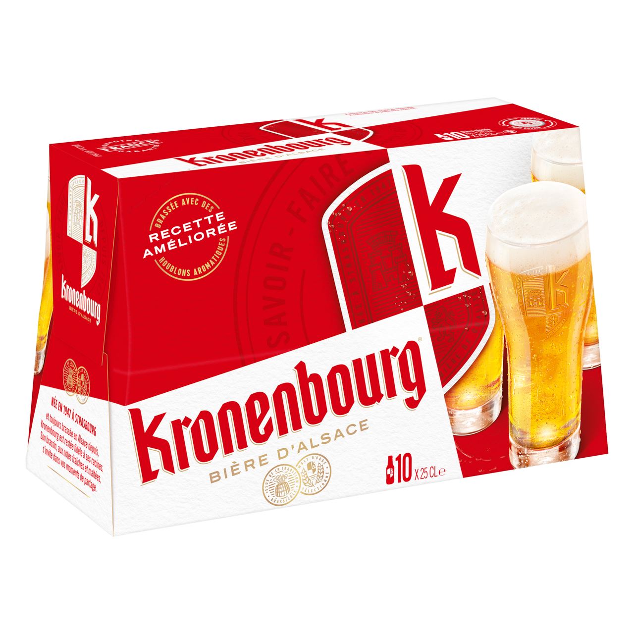 Kronenbourg Bière blonde 4.2% 10 x 25 cl verre perdu soit 2.5 L