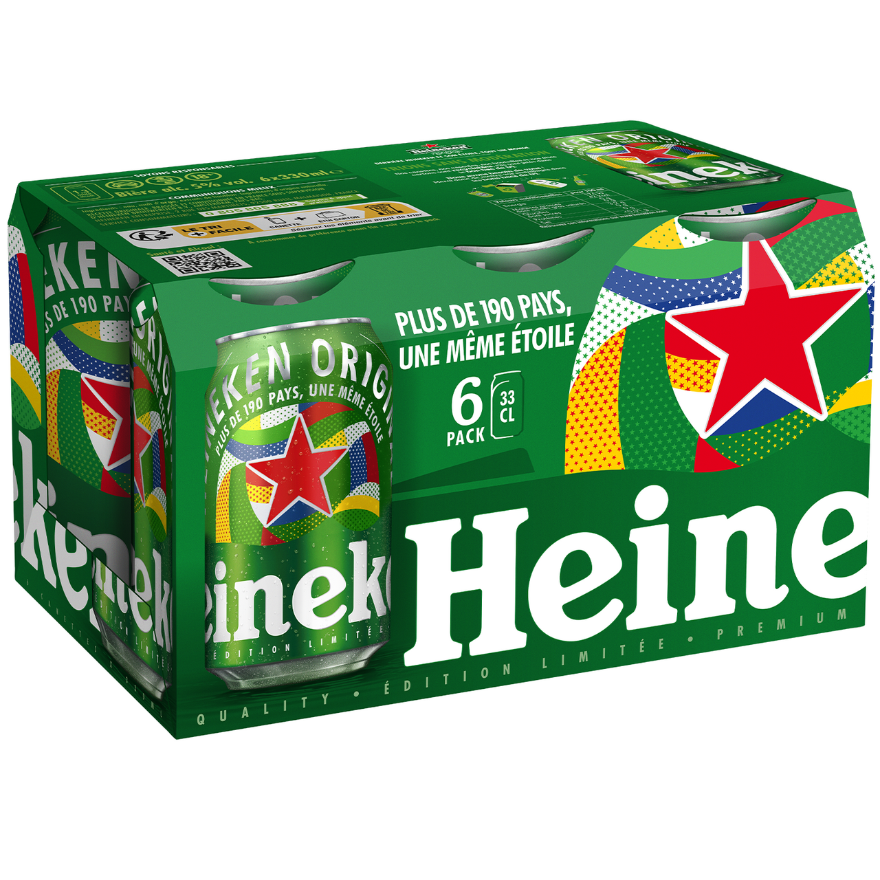 Heineken Bière blonde 5% boîte 6 x 33 cl soit 1.98 L