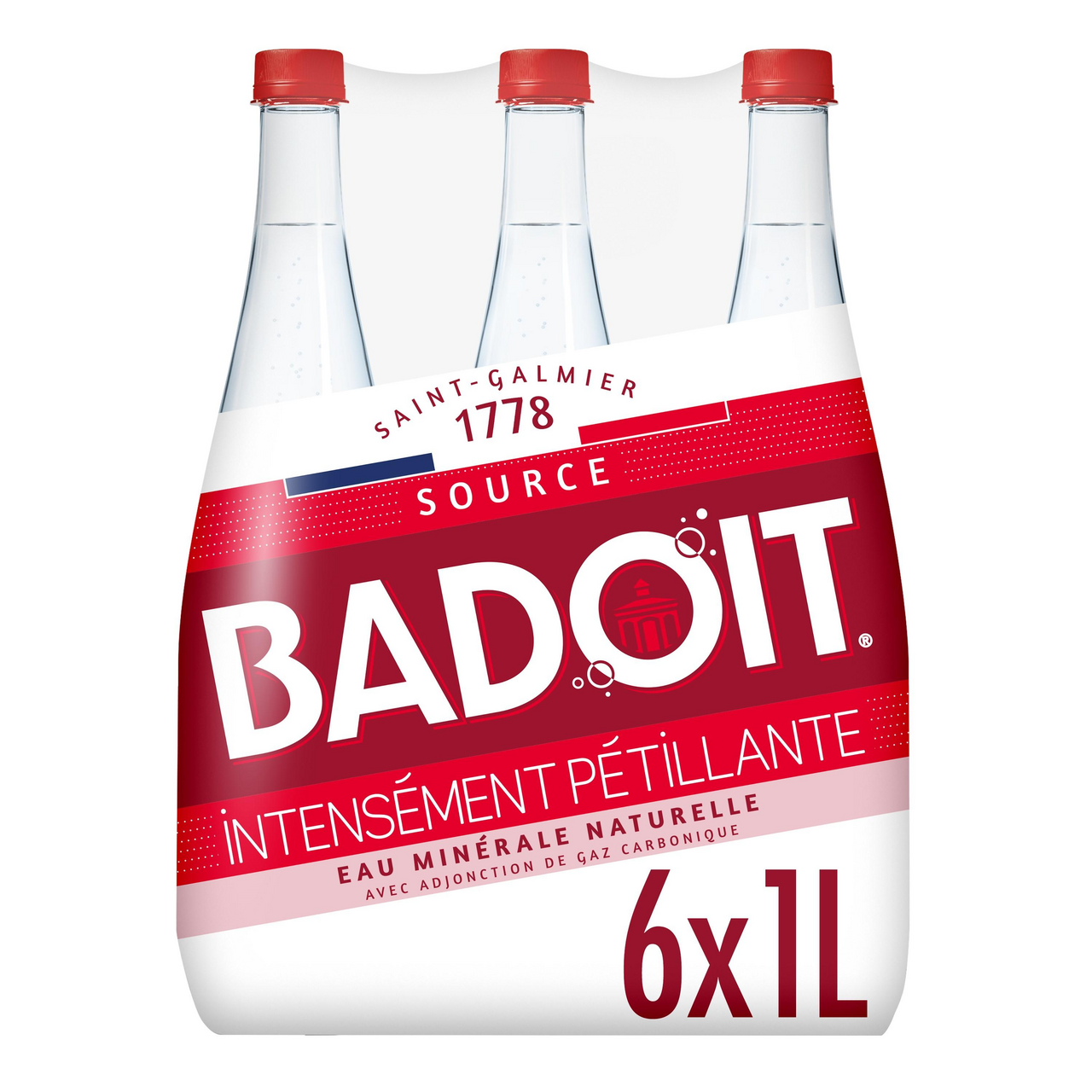 Badoit Eau minérale naturelle gazeuse 1 L PET rouge