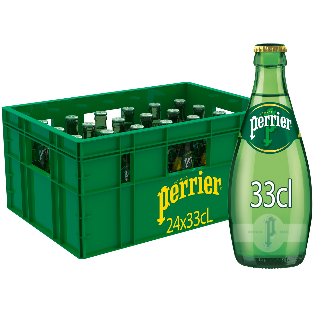 Perrier Eau minérale naturelle gazeuse 33 cl verre consigné