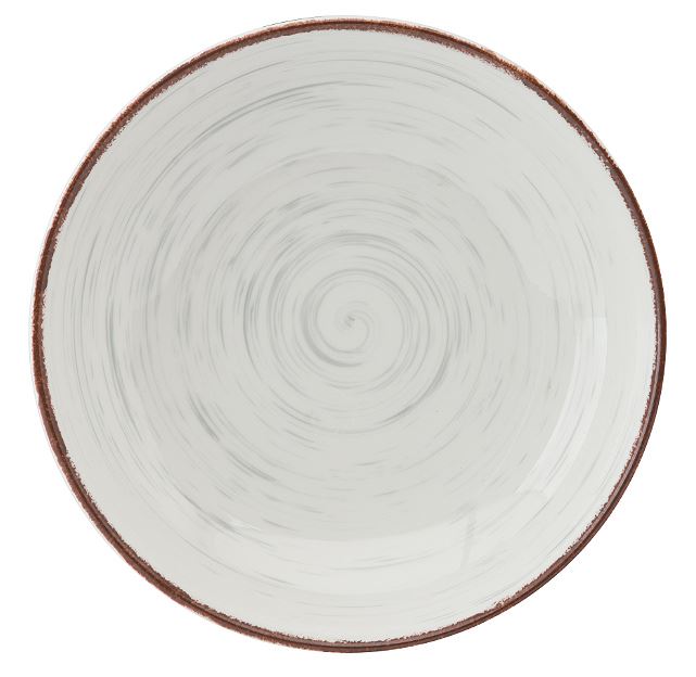 Assiette plate ronde calotte Emulsion Perle 21 cm