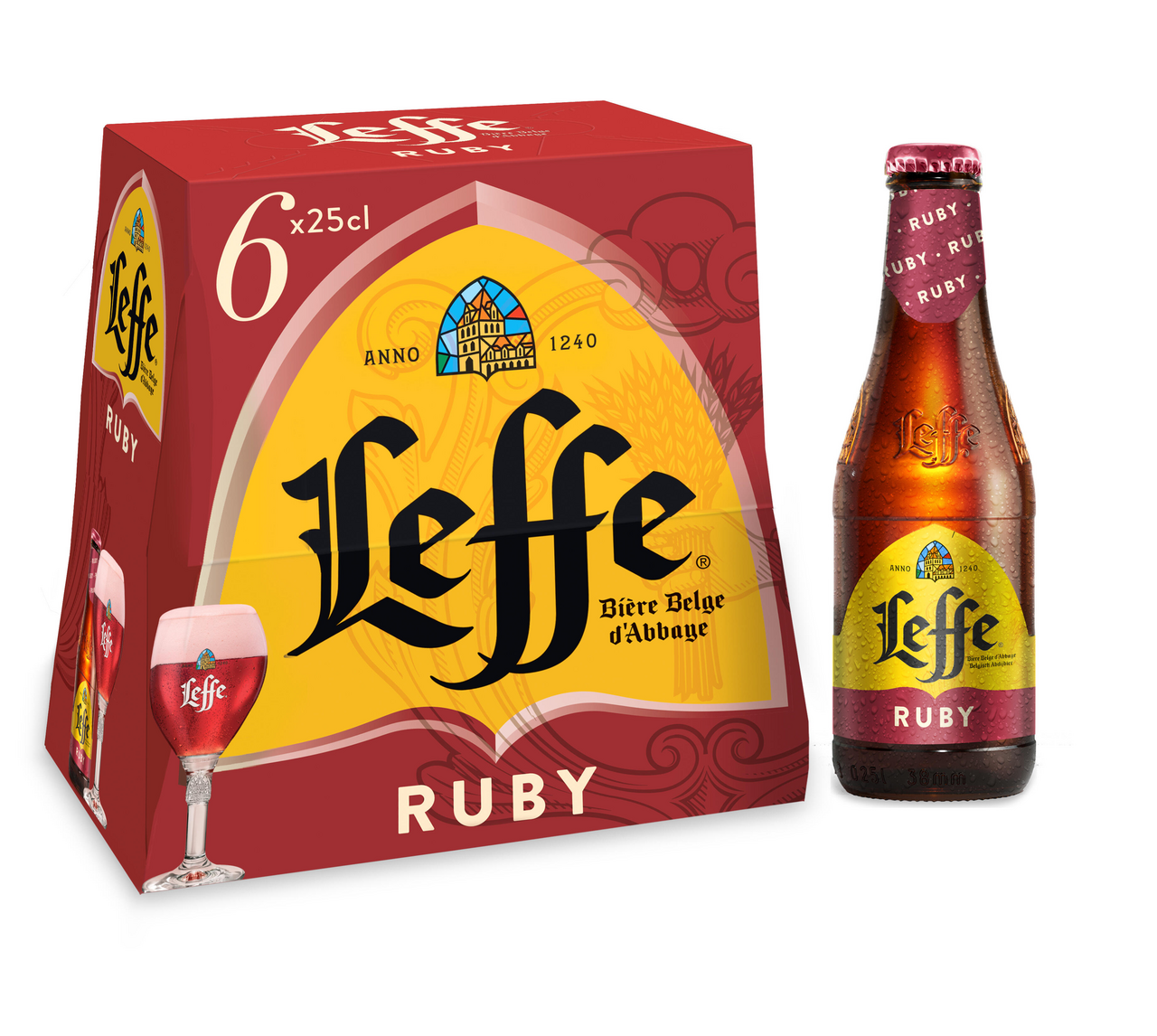 Leffe Ruby Bière 5% 6 x 25 cl verre perdu soit 1.5 L