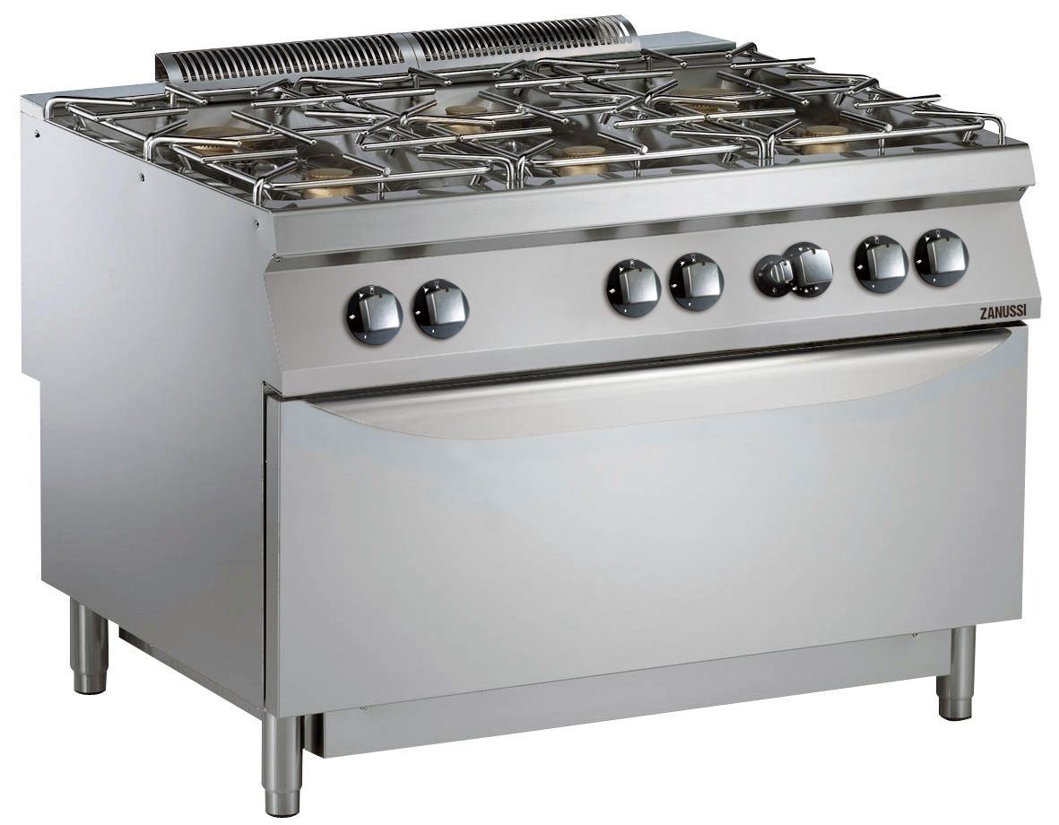 Fourneau gaz 6 feux vifs sur four gaz 1200 mm Zanussi - 392015