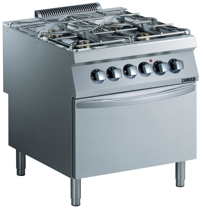 Fourneau gaz 4 feux vifs sur four électrique 800 mm Zanussi - 392010
