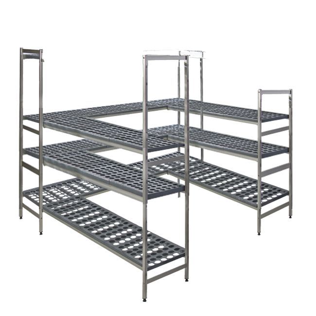 Rayonnage en U 120 kg profondeur 36 cm 3 niveaux 200x140