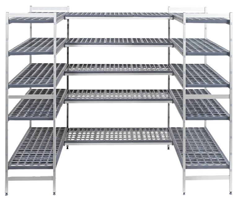 Rayonnage en U 120 kg profondeur 36 cm 4 niveaux 160x140