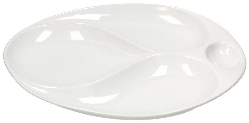 Assiette plate ovale 4 compartiments Gourmet blanc 34 x 29 cm Tognana Porcellane