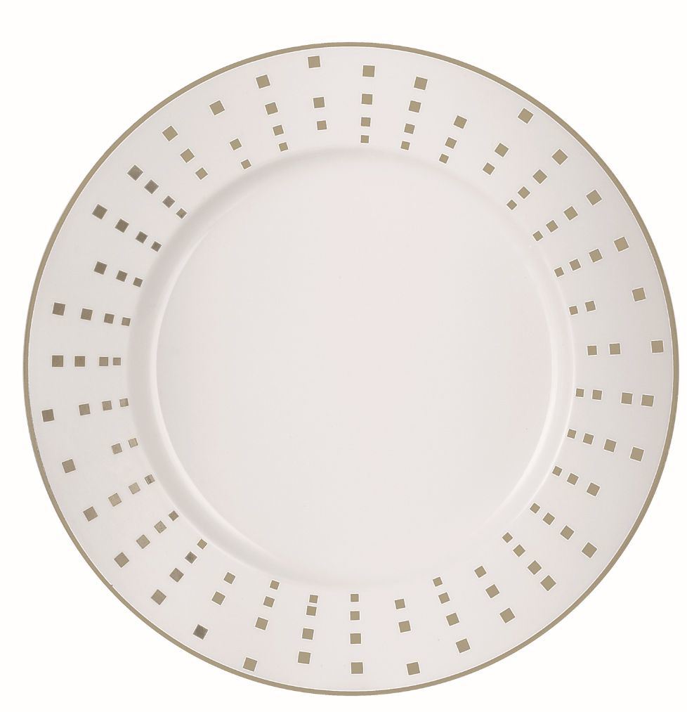 Assiette plate ronde Satinique blanc décor gris 21 cm Chef & Sommelier