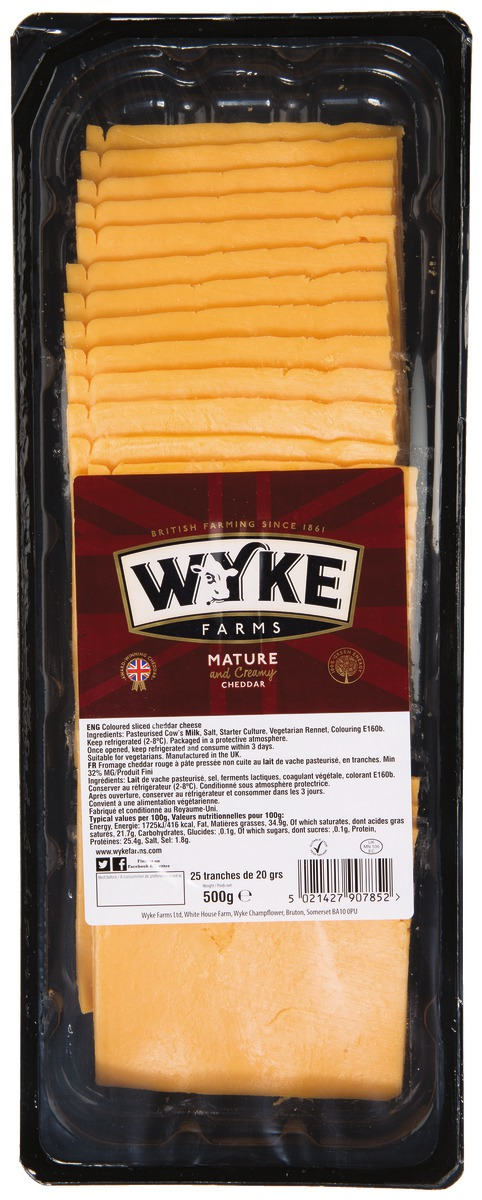 Wyke Farms Cheddar rouge mature 25 tranches barquette 500 g
