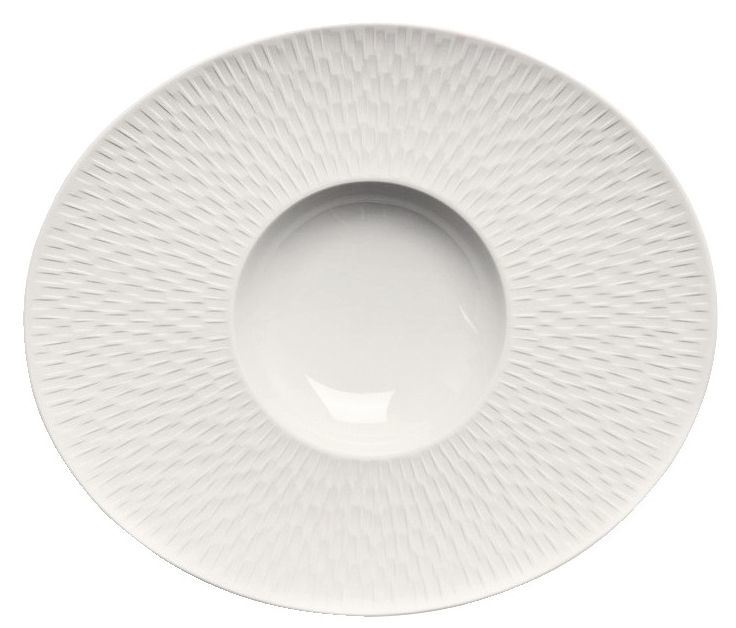 Assiette plate ovale Boréal blanc satin 32 x 27 cm