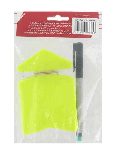 Flèche jaune 8 x 12 cm (vendu par 30) + 1 feutre