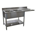 Inox Bim Plonge 2 bacs avec égouttoir à droite 160 x 60 cm