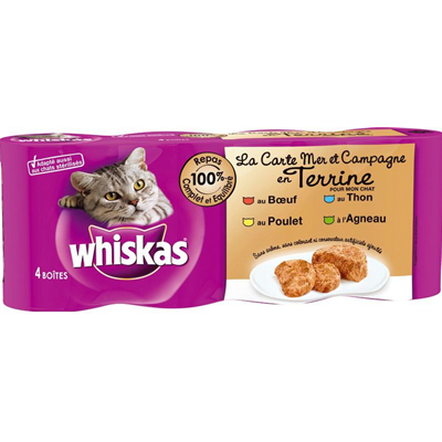 Terrines Mer Et Campagne Pour Chat 4 X Boite 400 G Whiskas Metro