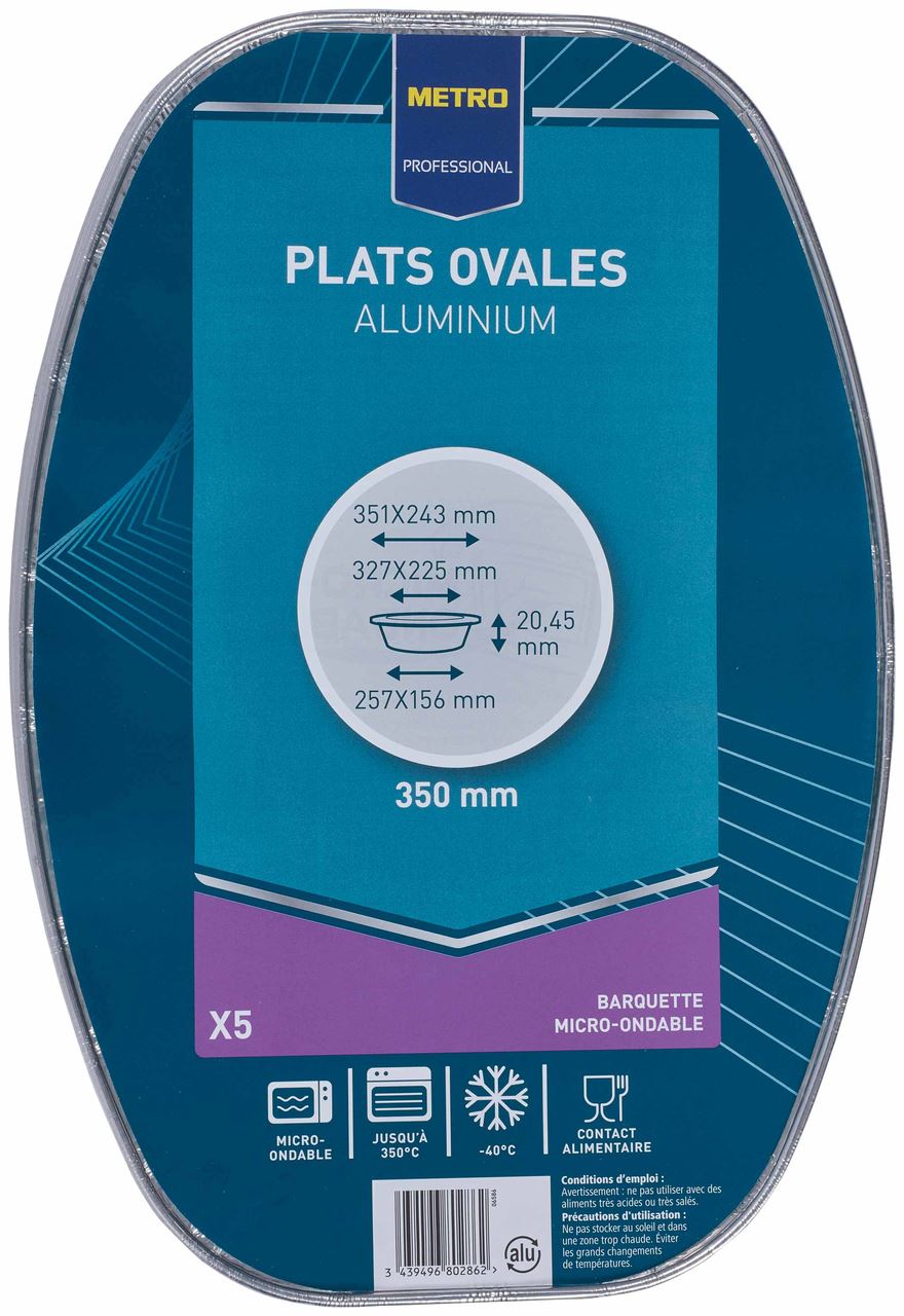 Plat aluminium oval 35.1 x 24.3 cm (vendu par 5)