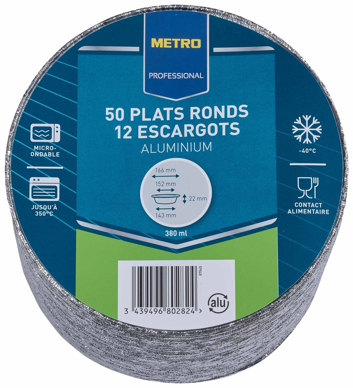 Plat aluminium rond 12 escargots (vendu par 50)