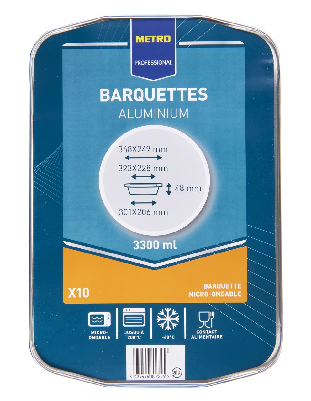 Barquette jetable aluminium 3300 CC (vendu par 10)