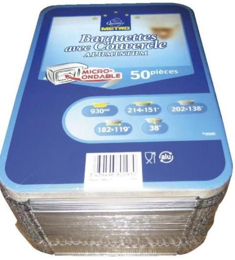 Barquette jetable aluminium avec couvercle 450 CC x 50