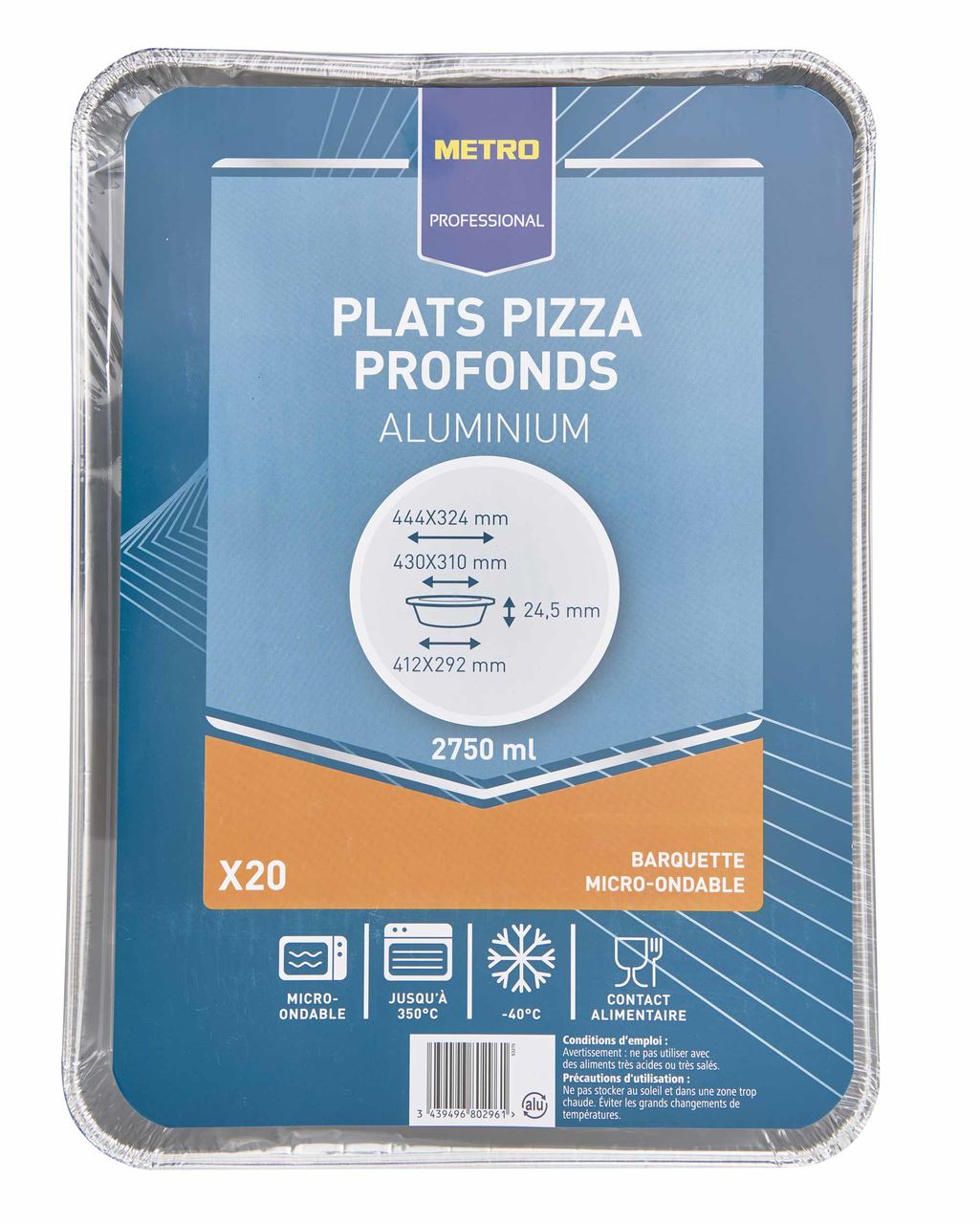Plat à pizza 44.4 x 3.4 cm (vendu par 20)